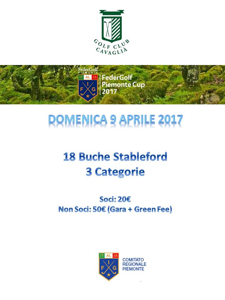FEDERGOLF PIEMONTE CUP 2017 - Domenica 9 Aprile
