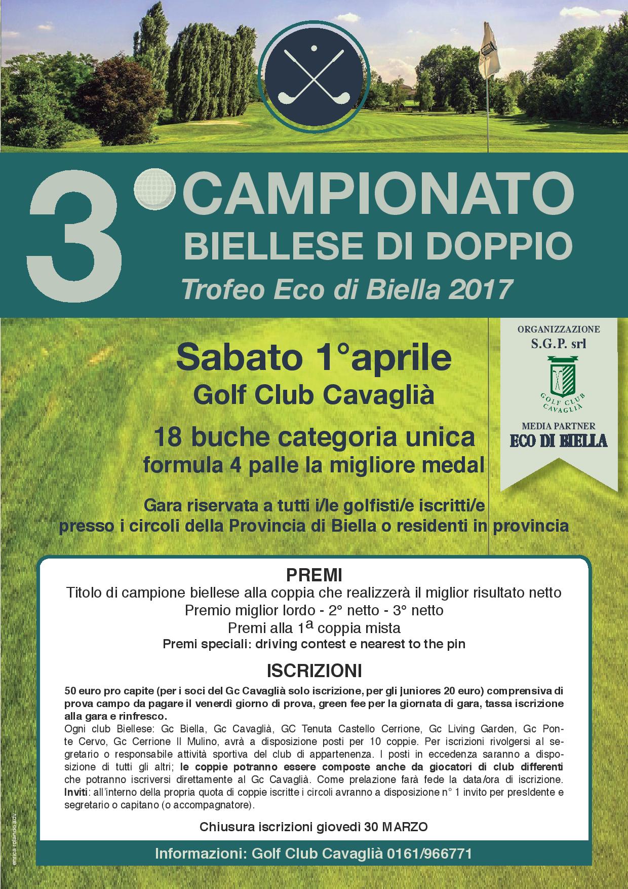CAMPIONATO BIELLESE DI DOPPIO - Sabato 1 Aprile 2017
