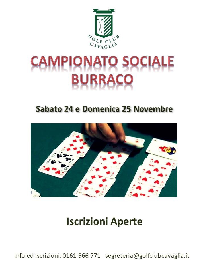 CAMPIONATO SOCIALE BURRACO - 24 e 25 NOVEMBRE