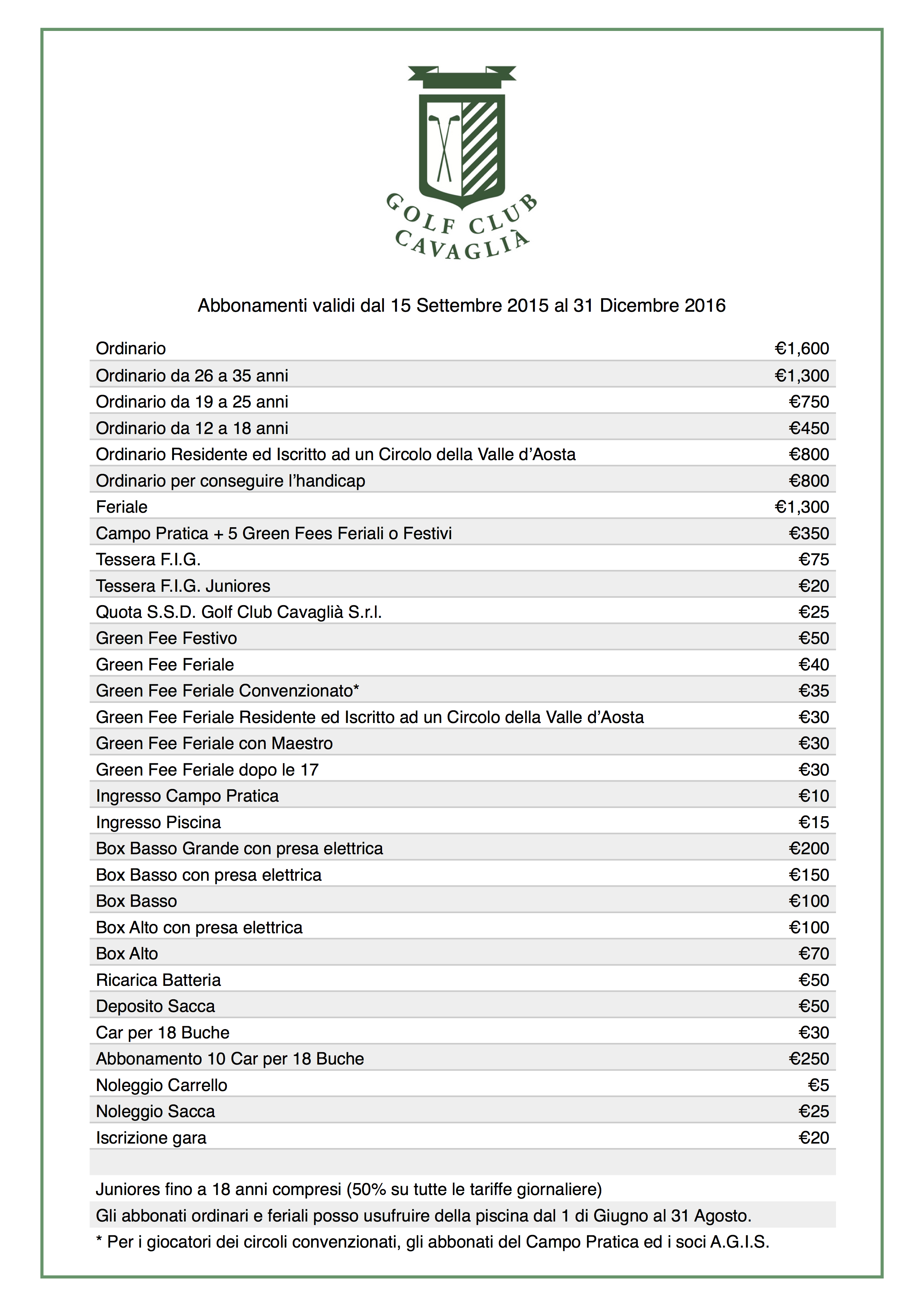 Abbonamenti 2016