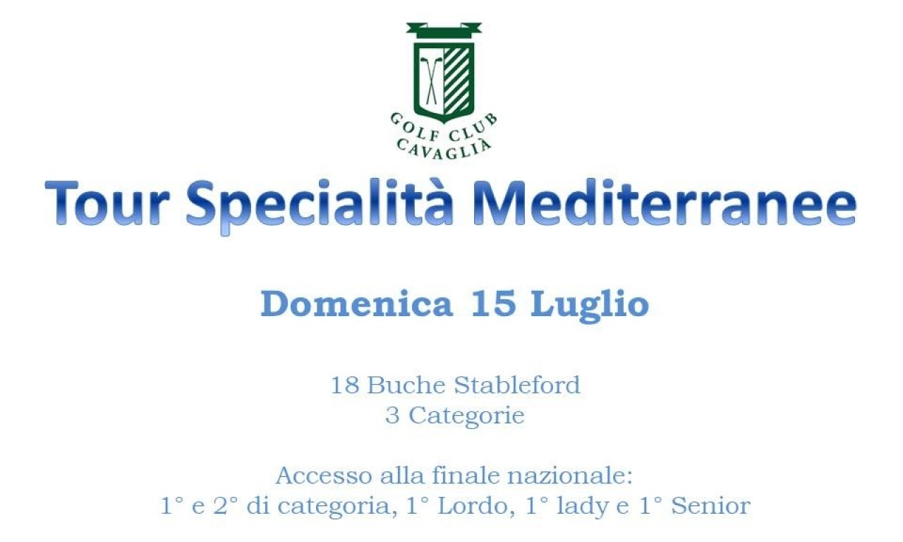 TOUR SPECILITA' MEDITERRANEE - DOMENICA 15 LUGLIO